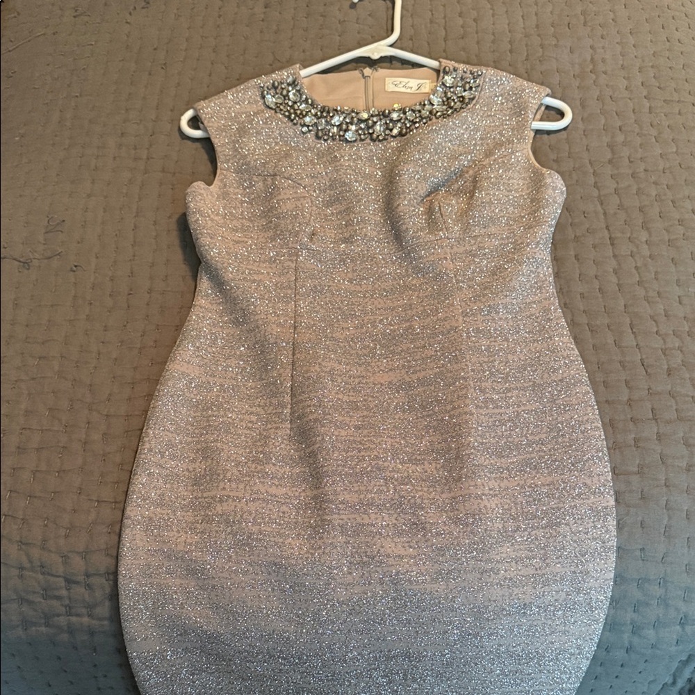 Eliza J Sparkling Silver Mini Dress